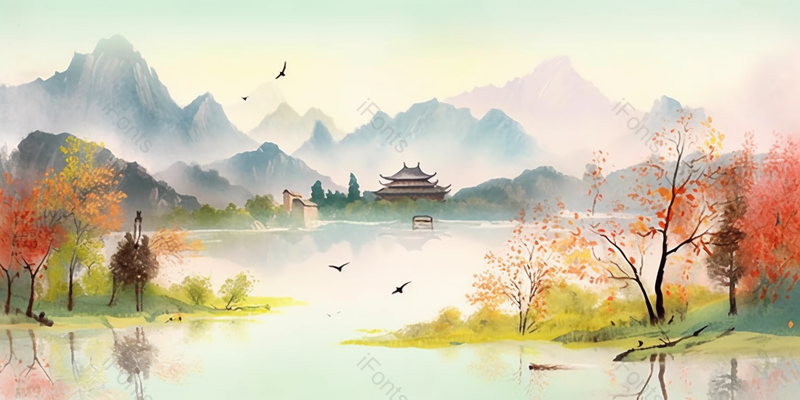 杭州西湖十景双峰插云,插画/手绘图,插画/手绘图库,插画/手绘图下载,插画/手绘